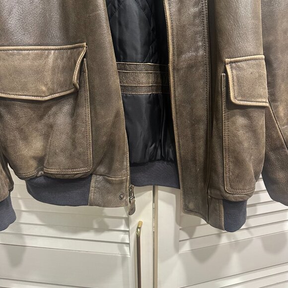 LL Bean Mens Vintage Goatskin Leather Bomber Jacket - Picture 4 of 10
